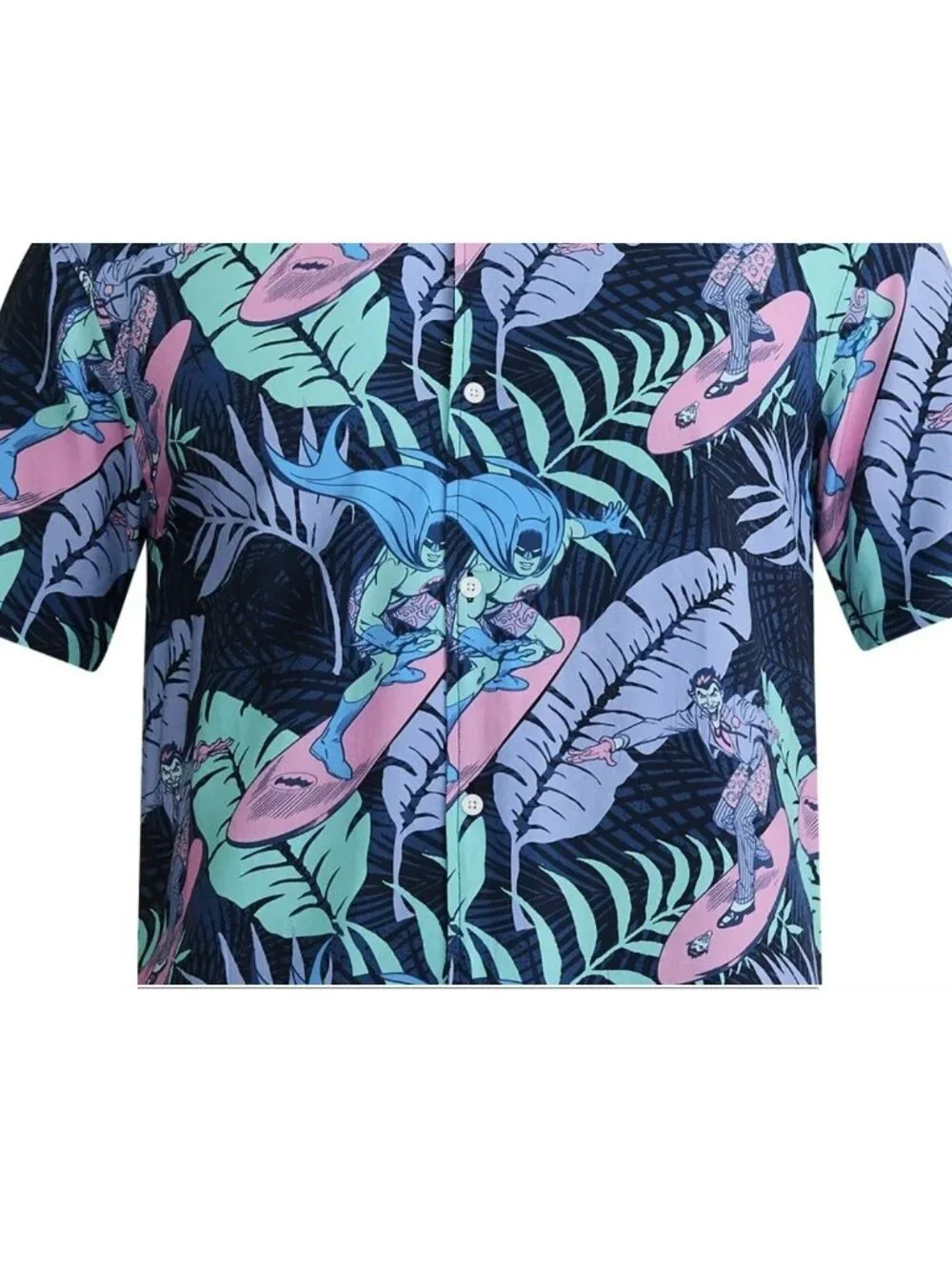 NEW Batman Graphic Hawaiian Shirt Floral Resort Button up Men's Size S Small Sho